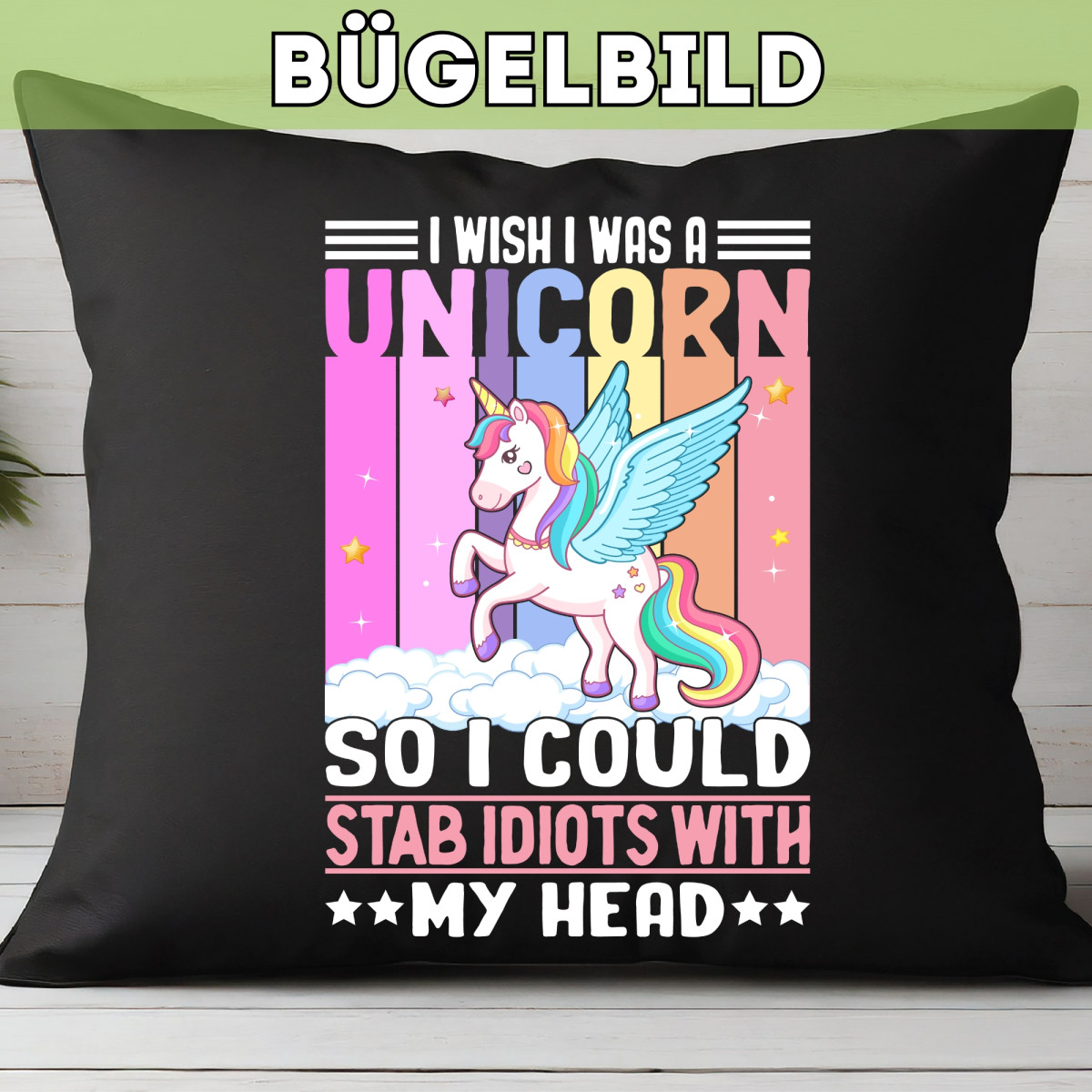 Bügelbild Stabbing Einhorn